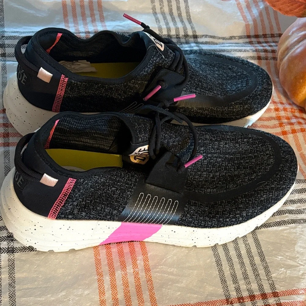 Hey Dude Black and Pink Athletic Shoes - Picture 1 of 1